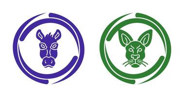 Donkey and Kangaroo Icon vector