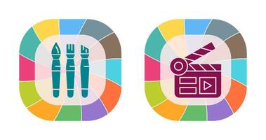 Brushes and Clapper Board Icon vector