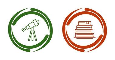 Telescope and BooksSnack and Money Icon vector