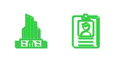 Id Card and Office Building Icon vector