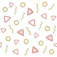 Memphis pink and pastel geometric shapes. Seamless girly pattern for textures designs. vector