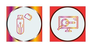 Usb and Search Icon vector