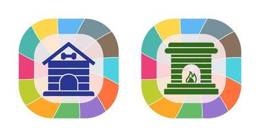 Dog House and Fireplace Icon vector