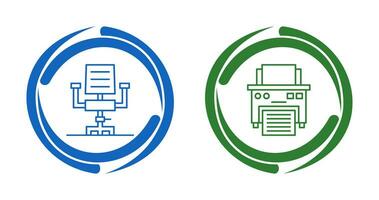 Desk Chair and Printer Icon vector