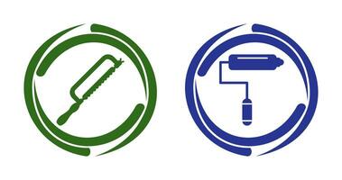 Hacksaw and Paint Roller Icon vector