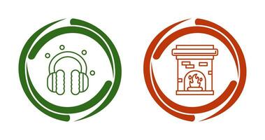 Earmuff and Fireplace Icon vector