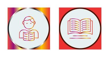 estudiante y libro icono vector