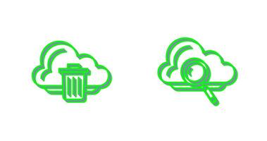 Trash and Magnipying Icon vector