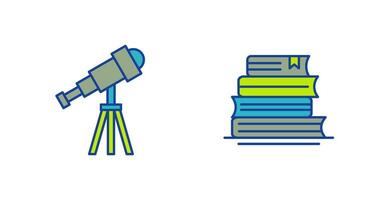 Telescope and BooksSnack and Money Icon vector