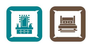 Dressing Table and Bed Icon vector