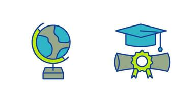 Globe and Graduation Icon vector