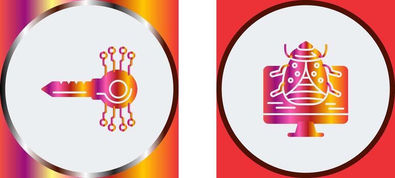 llave código y malware icono vector