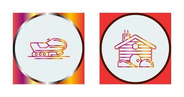 Snowmobile and Cabin Icon vector