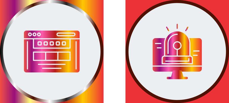 hackear alarma y navegador icono vector