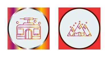 Mountain and Cable Car Icon vector