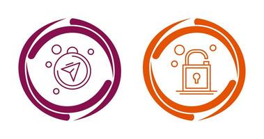 Compass and Open Lock Icon vector