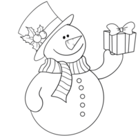 bonhomme de neige avec cadeau boîte contour png
