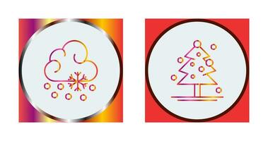 Snow Fall and Christmas Tree Icon vector