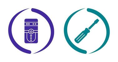 Cpu and Screw driver Icon vector