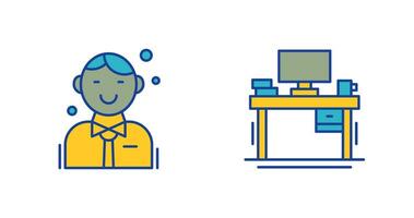 Employee and Desk Icon vector