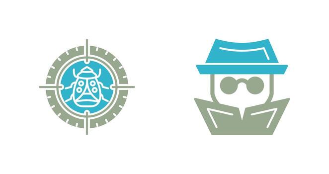 Bug Target and Hacker Icon vector