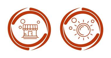 Store and Sun Icon vector