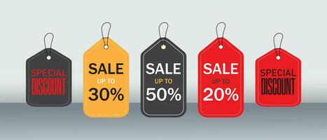 sale offer tags for sale events for products, tag tables with eye catchy colours vector