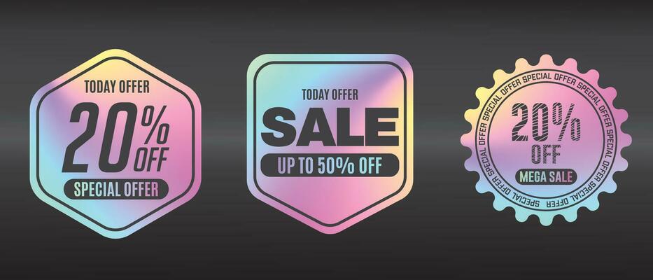 Holographic sticker for gifts, warps, presents, toys, books, with glowing colorfully design