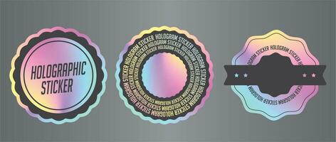 Holographic stickers and label with print ready in shapes vector