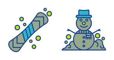 Snowboard and Snowman Icon vector