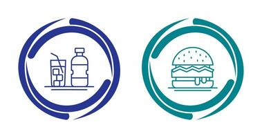 mineral agua y hamburguesa icono vector