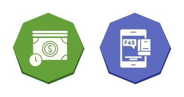 Time is Mony and Faq Icon vector