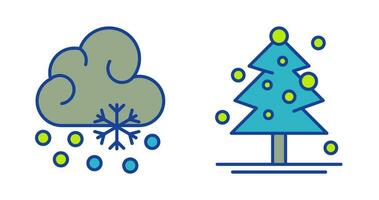 Snow Fall and Christmas Tree Icon vector