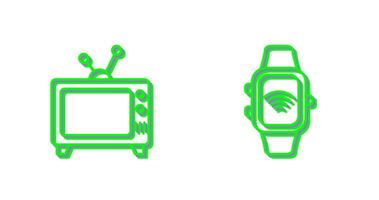 televisión y inteligente reloj icono vector