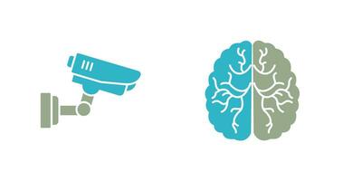 Security Camera and Brain Icon vector