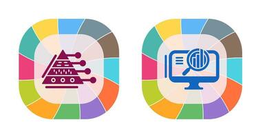 Pyramid Graph and Search Icon vector