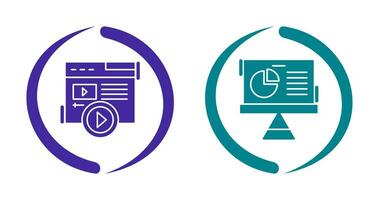 Video Content and Pie Chart Icon vector