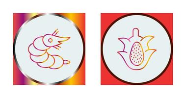 Shrimp and Dragon Fruit Icon vector