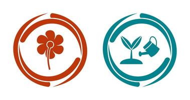 Small flowers and Growing Plant Icon vector