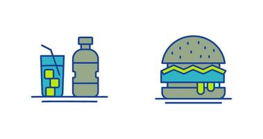 mineral agua y hamburguesa icono vector