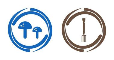 Mushrooms and Gardening Fork Icon vector