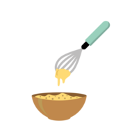 Beater whisk. Sticky flour. Flour stretch. Flour in bowl. png