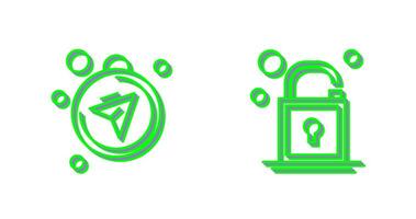 Compass and Open Lock Icon vector