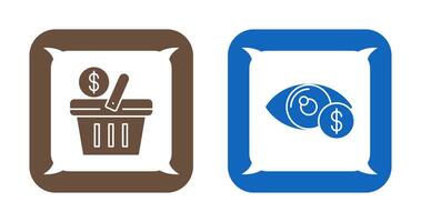 compras cesta y ojo icono vector