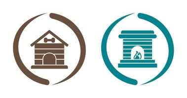 Dog House and Fireplace Icon vector