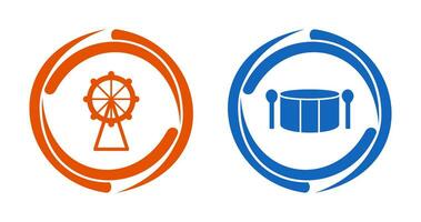 Ferris Wheel and Drum Icon vector