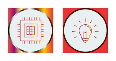 Processor and Light Bulb Icon vector