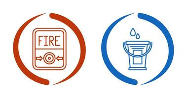 fuego botón y agua Cubeta icono vector