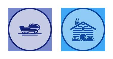 Snowmobile and Cabin Icon vector