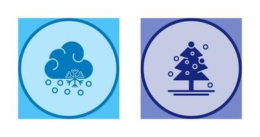 Snow Fall and Christmas Tree Icon vector